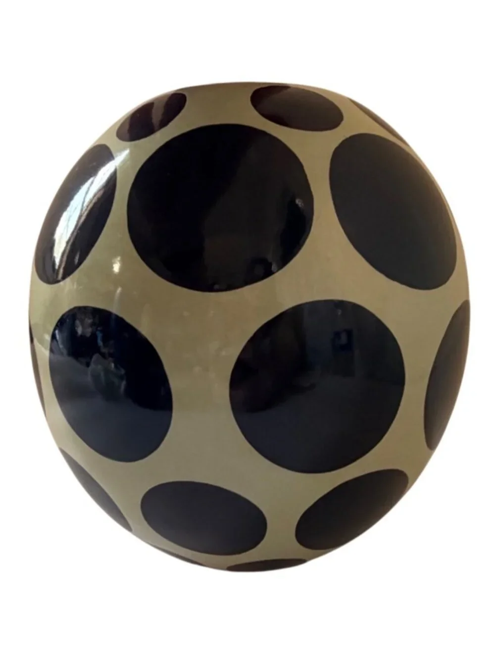 Vintage TOYO Ceramic Globe Vase Navy Blue Polka Dot Orb MCM Pottery 6 1/2